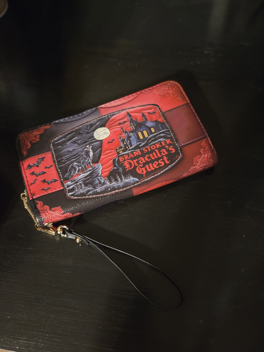 Bram Stoker 'Dracula's Guest' Red & Black Wristlet Clutch Faux Leather